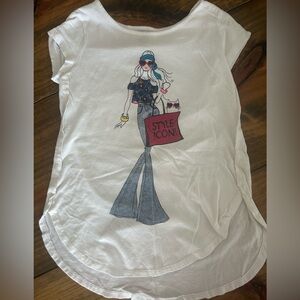 ✨Total Girl White Tee with Fashion Graphic